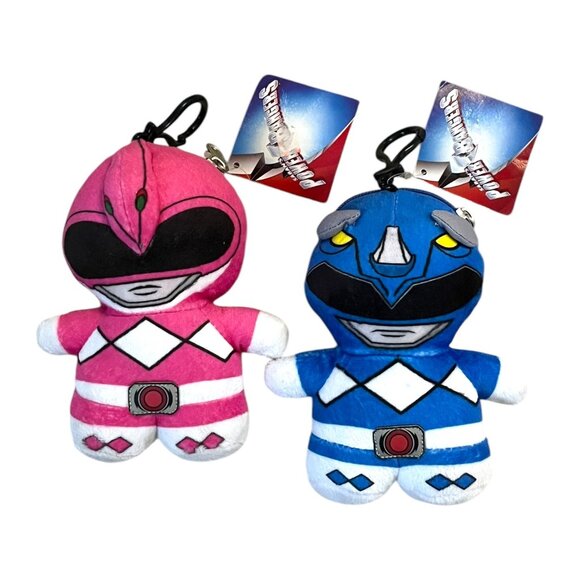 Power Rangers Pink & Blue Plush Clip-On Coin Pouch Set NWT - 2017 - Picture 1 of 3